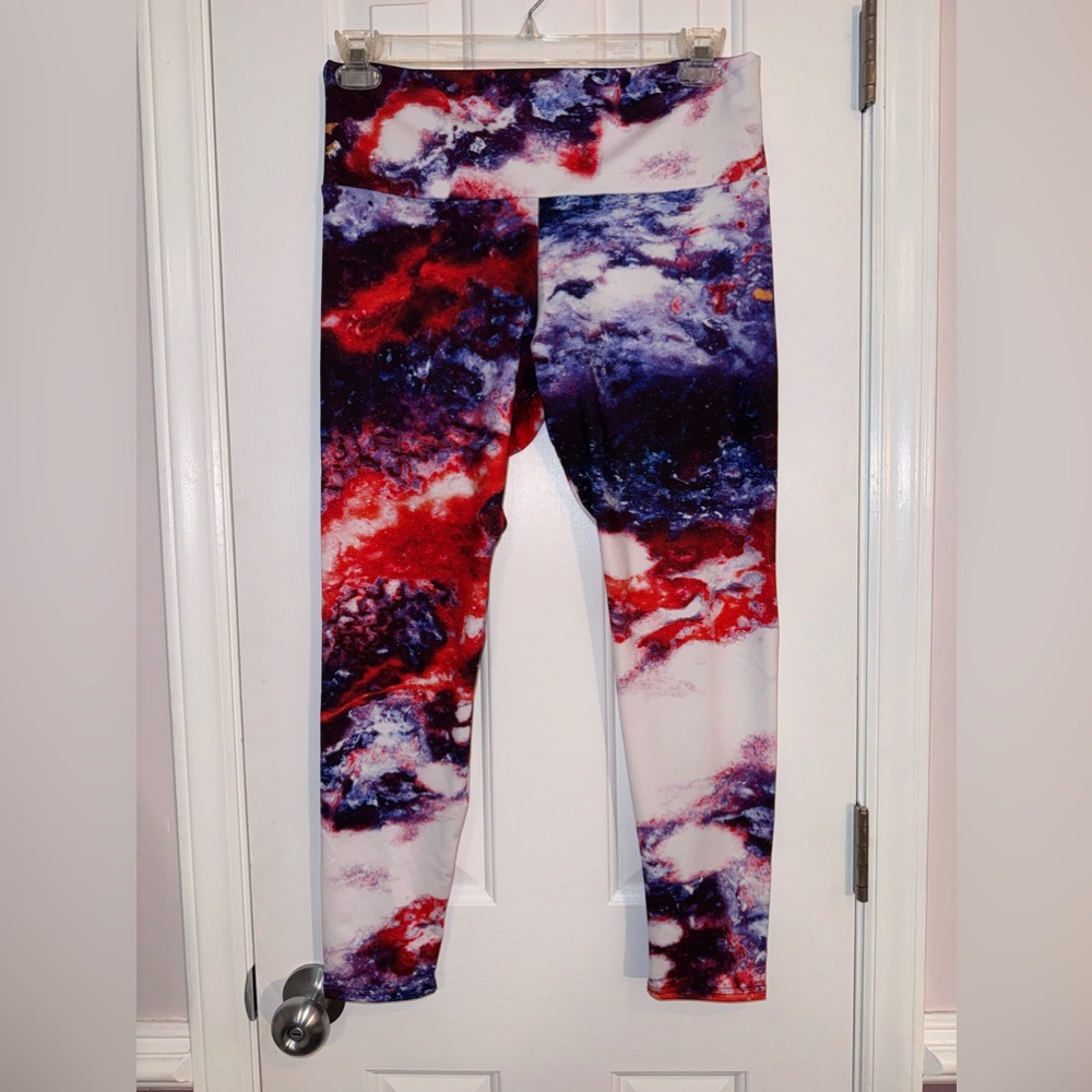 New Agstract Apparel leggings in vibrant colors, blue/white/red size XL
